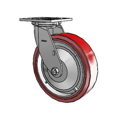 4 Series 2 Inch Wide Top Plate Swivel Caster with 8 x 2 Polyurethane HI-TECH Wheel