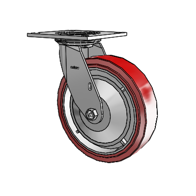 4 Series 2 Inch Wide Top Plate Swivel Caster with 8 x 2 Polyurethane HI-TECH Wheel