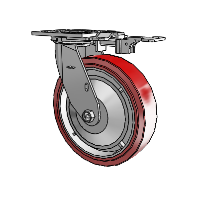 4 Series 2 Inch Wide Top Plate Swivel Caster with 8 x 2 Polyurethane HI-TECH Wheel