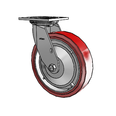 4 Series 2 Inch Wide Top Plate Swivel Caster with 8 x 2 Polyurethane HI-TECH Wheel