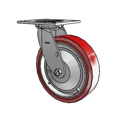 4 Series 2 Inch Wide Top Plate Swivel Caster with 8 x 2 Polyurethane HI-TECH Wheel
