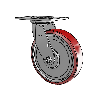 4 Series 2 Inch Wide Top Plate Swivel Caster with 8 x 2 Moldon Polyurethane (Aluminum Core) Wheel