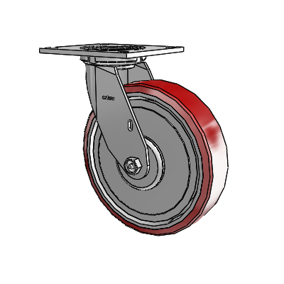4 Series 2 Inch Wide Top Plate Swivel Caster with 8 x 2 Moldon Polyurethane (Aluminum Core) Wheel