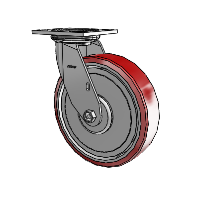 4 Series 2 Inch Wide Top Plate Swivel Caster with 8 x 2 Moldon Polyurethane (Aluminum Core) Wheel