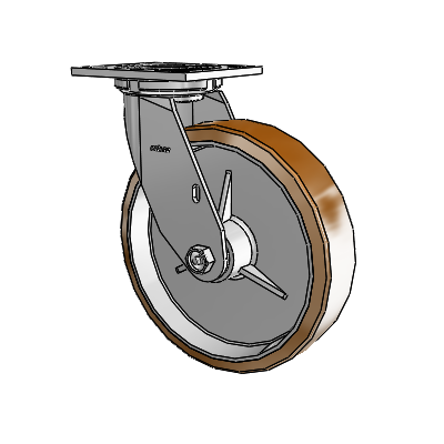 4 Series 2 Inch Wide Top Plate Swivel Caster with 8 x 2 Moldon Nylon (Aluminum Core) Wheel