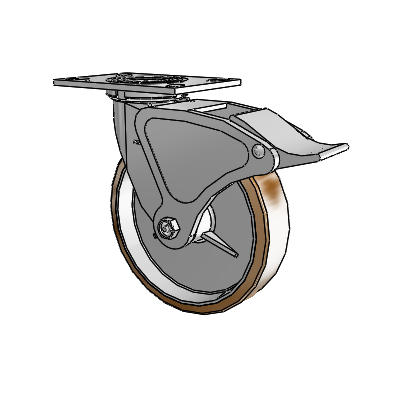 4 Series 2 Inch Wide Top Plate Swivel Caster with 8 x 2 Moldon Nylon (Aluminum Core) Wheel and Total Lock Brake