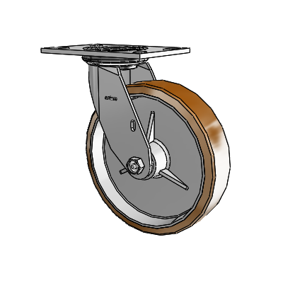 4 Series 2 Inch Wide Top Plate Swivel Caster with 8 x 2 Moldon Nylon (Aluminum Core) Wheel