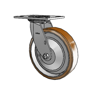 4 Series 2 Inch Wide Top Plate Swivel Caster with 8 x 2 Moldon Nylon (Aluminum Core) Wheel