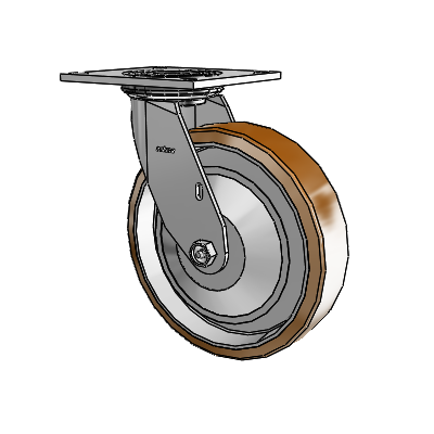 4 Series 2 Inch Wide Top Plate Swivel Caster with 8 x 2 Moldon Nylon (Aluminum Core) Wheel