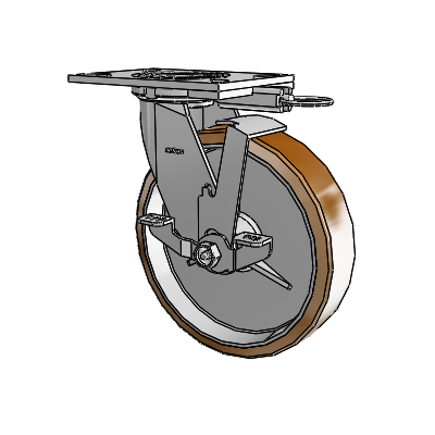 4 Series 2 Inch Wide Top Plate Swivel Caster with 8 x 2 Moldon Nylon (Aluminum Core) Wheel and Top Lock Brake