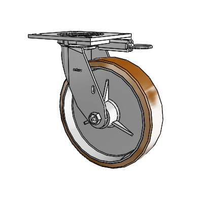 4 Series 2 Inch Wide Top Plate Swivel Caster with 8 x 2 Moldon Nylon (Aluminum Core) Wheel