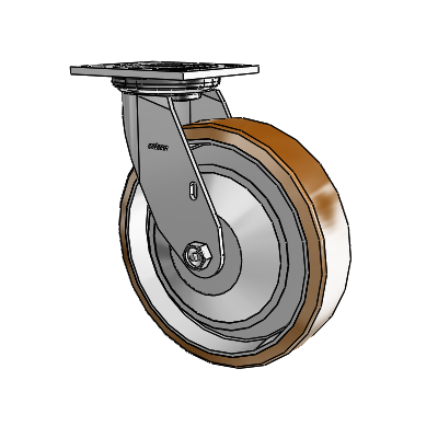 4 Series 2 Inch Wide Top Plate Swivel Caster with 8 x 2 Moldon Nylon (Aluminum Core) Wheel