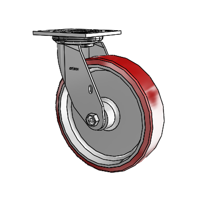 4 Series 2 Inch Wide Top Plate Swivel Caster with 8 x 2 Moldon Polyurethane (Aluminum Core) Wheel