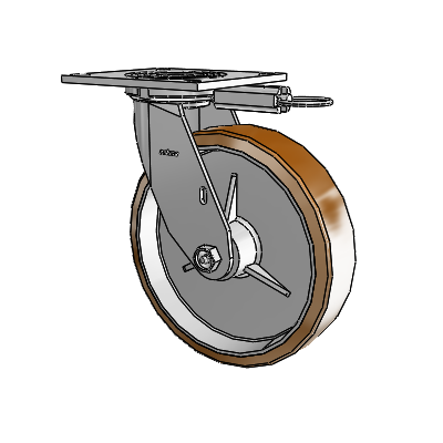 4 Series 2 Inch Wide Top Plate Swivel Caster with 8 x 2 Moldon Nylon (Aluminum Core) Wheel