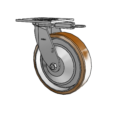 4 Series 2 Inch Wide Top Plate Swivel Caster with 8 x 2 Moldon Nylon (Aluminum Core) Wheel