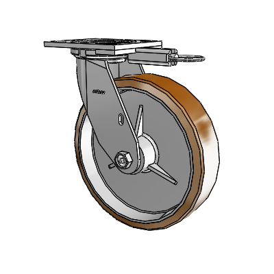4 Series 2 Inch Wide Top Plate Swivel Caster with 8 x 2 Moldon Nylon (Aluminum Core) Wheel
