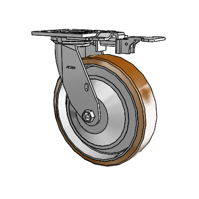 4 Series 2 Inch Wide Top Plate Swivel Caster with 8 x 2 Moldon Nylon (Aluminum Core) Wheel