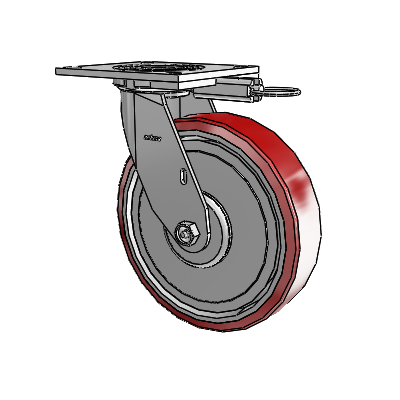 4 Series 2 Inch Wide Top Plate Swivel Caster with 8 x 2 Moldon Polyurethane (Aluminum Core) Wheel