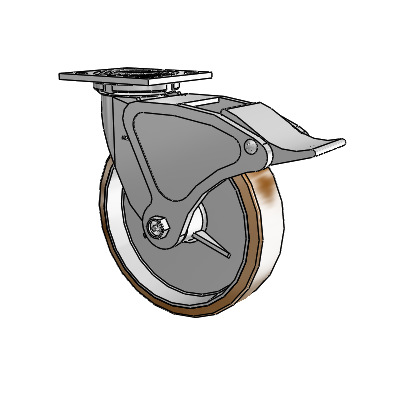 4 Series 2 Inch Wide Top Plate Swivel Caster with 8 x 2 Moldon Nylon (Aluminum Core) Wheel and Total Lock Brake