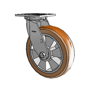 4 Series 2 Inch Wide Top Plate Swivel Caster with 8 x 2 Triumph (Crown/Brown) Wheel