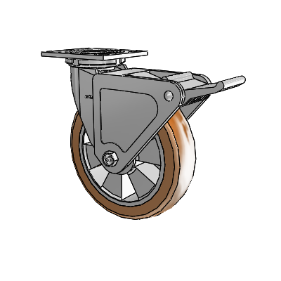 4 Series 2 Inch Wide Top Plate Swivel Caster with 8 x 2 Triumph (Crown/Brown) Wheel and Tech Lock Brake