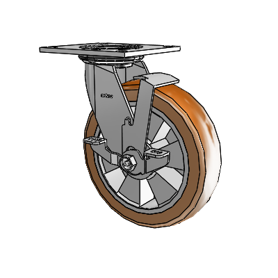 4 Series 2 Inch Wide Top Plate Swivel Caster with 8 x 2 Triumph (Crown/Brown) Wheel and Top Lock Brake