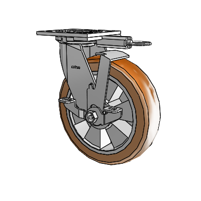 4 Series 2 Inch Wide Top Plate Swivel Caster with 8 x 2 Triumph (Crown/Brown) Wheel and Top Lock Brake