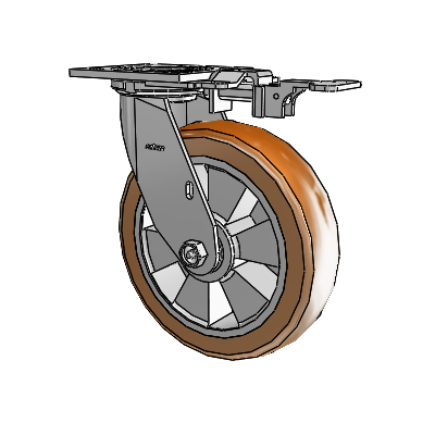 4 Series 2 Inch Wide Top Plate Swivel Caster with 8 x 2 Triumph (Crown/Brown) Wheel