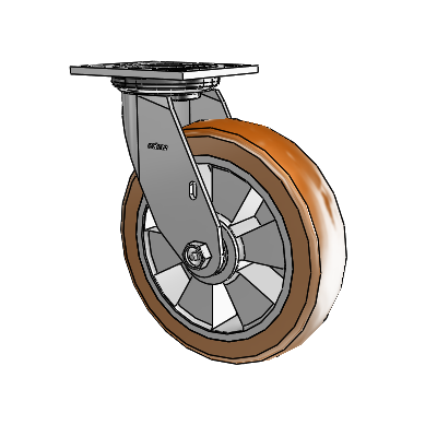 4 Series 2 Inch Wide Top Plate Swivel Caster with 8 x 2 Triumph (Crown/Brown) Wheel
