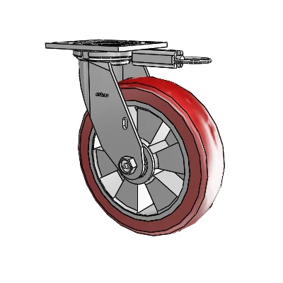 4 Series 2 Inch Wide Top Plate Swivel Caster with 8 x 2 Triumph (Crown/Red) Wheel