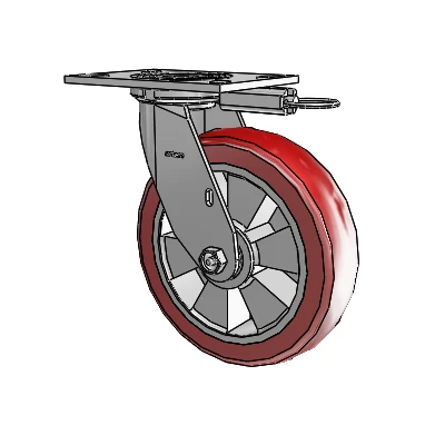 4 Series 2 Inch Wide Top Plate Swivel Caster with 8 x 2 Triumph (Crown/Red) Wheel