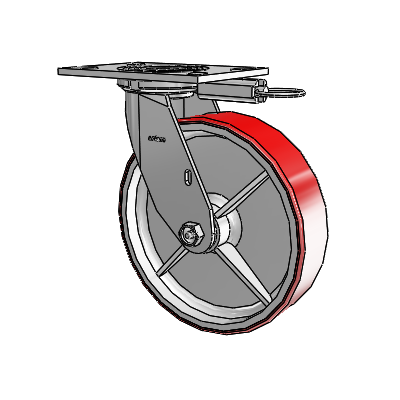 4 Series 2 Inch Wide Top Plate Swivel Caster with 8 x 2 Moldon Polyurethane (Cast Iron Core) Wheel
