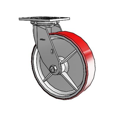 4 Series 2 Inch Wide Top Plate Swivel Caster with 8 x 2 Moldon Polyurethane (Cast Iron Core) Wheel