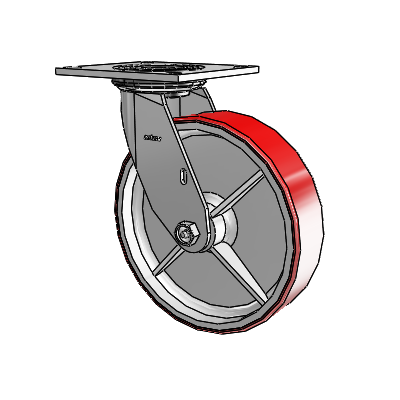 4 Series 2 Inch Wide Top Plate Swivel Caster with 8 x 2 Moldon Polyurethane (Cast Iron Core) Wheel