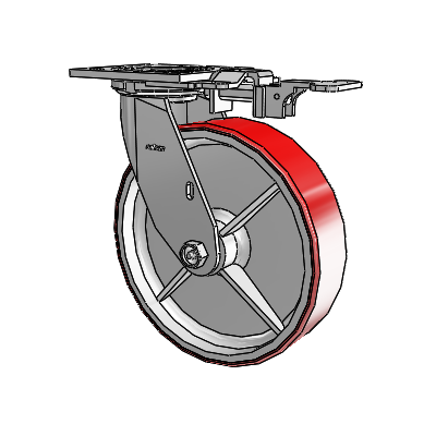 4 Series 2 Inch Wide Top Plate Swivel Caster with 8 x 2 Moldon Polyurethane (Cast Iron Core) Wheel