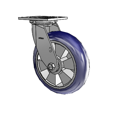 4 Series 2 Inch Wide Top Plate Swivel Caster with 8 x 2 Triumph (Round/Blue) Wheel