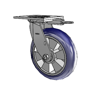 4 Series 2 Inch Wide Top Plate Swivel Caster with 8 x 2 Triumph (Round/Blue) Wheel