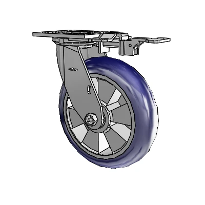 4 Series 2 Inch Wide Top Plate Swivel Caster with 8 x 2 Triumph (Round/Blue) Wheel