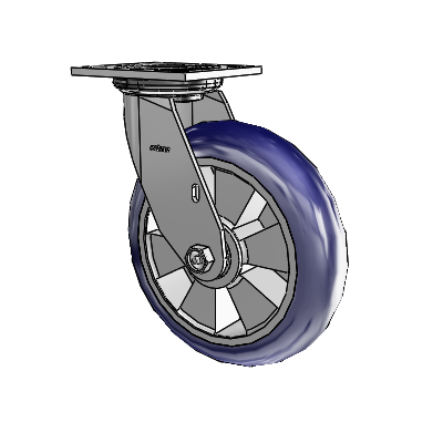 4 Series 2 Inch Wide Top Plate Swivel Caster with 8 x 2 Triumph (Round/Blue) Wheel