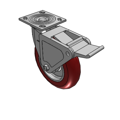 4 Series 2 Inch Wide Top Plate Swivel Caster with 8 x 2 CG Max Maroon Wheel and Tech Lock Brake