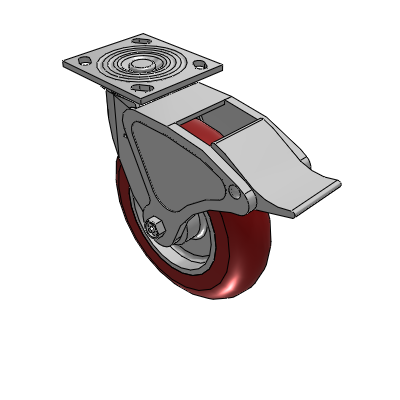 4 Series 2 Inch Wide Top Plate Swivel Caster with 8 x 2 CG Max Maroon Wheel and Total Lock Brake