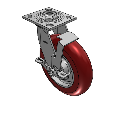 4 Series 2 Inch Wide Top Plate Swivel Caster with 8 x 2 CG Max Maroon Wheel and Top Lock Brake