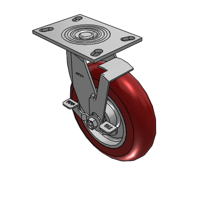 4 Series 2 Inch Wide Top Plate Swivel Caster with 8 x 2 CG Max Maroon Wheel and Top Lock Brake