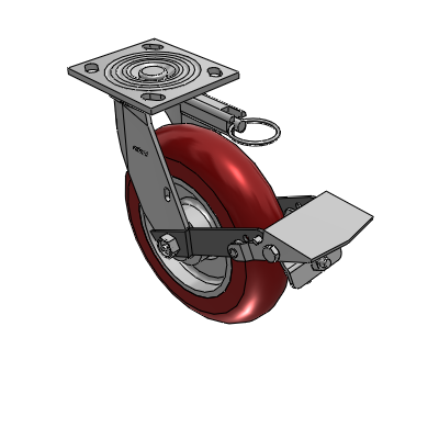 4 Series 2 Inch Wide Top Plate Swivel Caster with 8 x 2 CG Max Maroon Wheel and Tread Lock Brake
