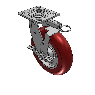4 Series 2 Inch Wide Top Plate Swivel Caster with 8 x 2 CG Max Maroon Wheel and Top Lock Brake