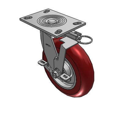 4 Series 2 Inch Wide Top Plate Swivel Caster with 8 x 2 CG Max Maroon Wheel and Top Lock Brake