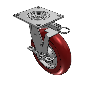 4 Series 2 Inch Wide Top Plate Swivel Caster with 8 x 2 CG Max Maroon Wheel and Top Lock Brake