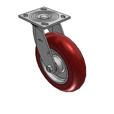 Roulette pivotante de la série 4, plaque supérieure de 2 pouces de large, avec roue marron « CG Max » 8 x 2