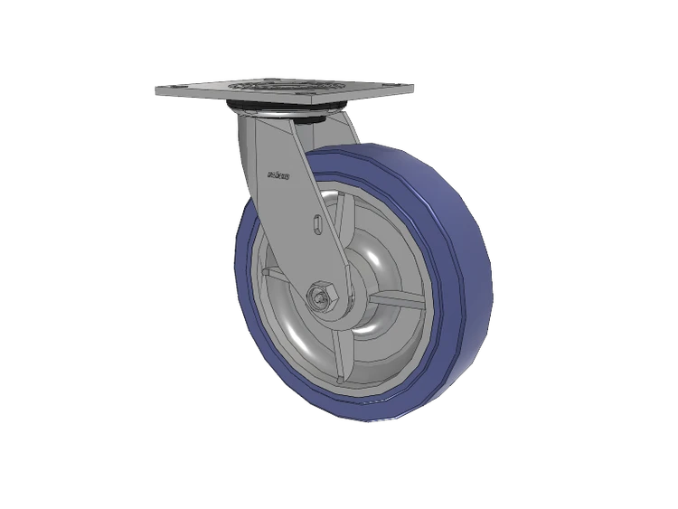 4 Series 2 Inch Wide Top Plate Swivel Caster with 8 x 2 HydroTech (Flat) Wheel
