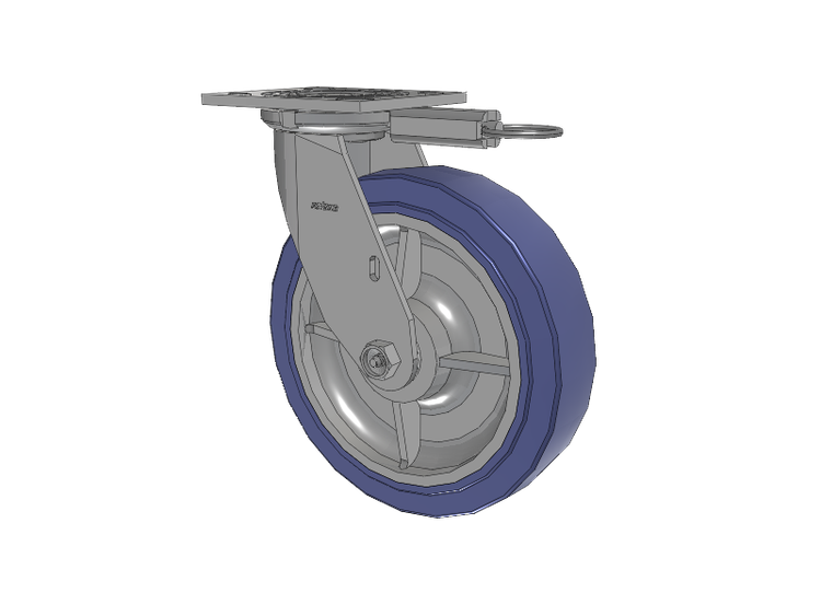 4 Series 2 Inch Wide Top Plate Swivel Caster with 8 x 2 HydroTech (Flat) Wheel